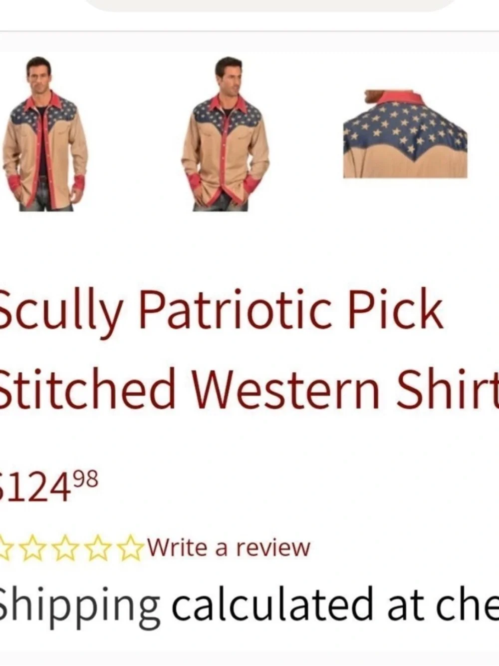 Scully Tan Western Star Yoke Shirt with Navy and Red Accents - Picture 4 of 4
